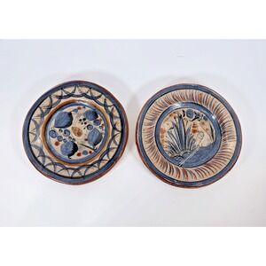 Tonala Plates Hand Painted Folk art With Birds And Flowers‎ Plates Wall Art VTG